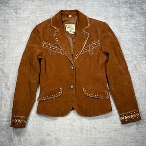 Cripple Creek Blazer Womens Small Brown Suede Studded Leather Western Rodeo